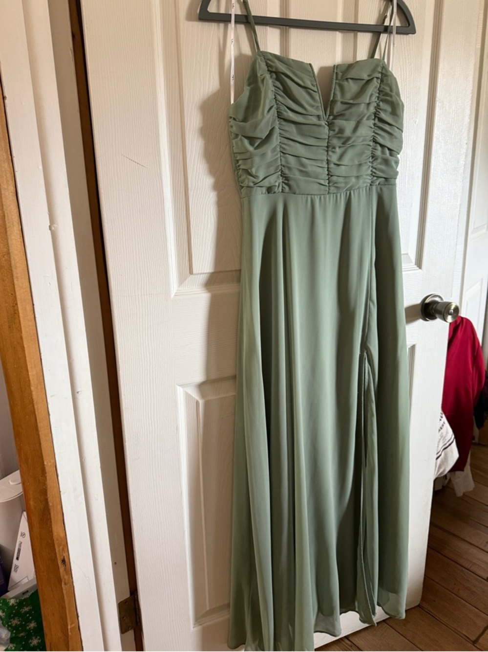 Lulu's Sage Green Spaghetti Strap Maxi Dress